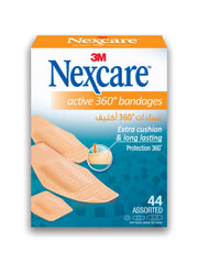 Nexcare 3M Active 360 Bandages, 23 mm x 28 mm, Pack of 1 x 44 Assorted Count
