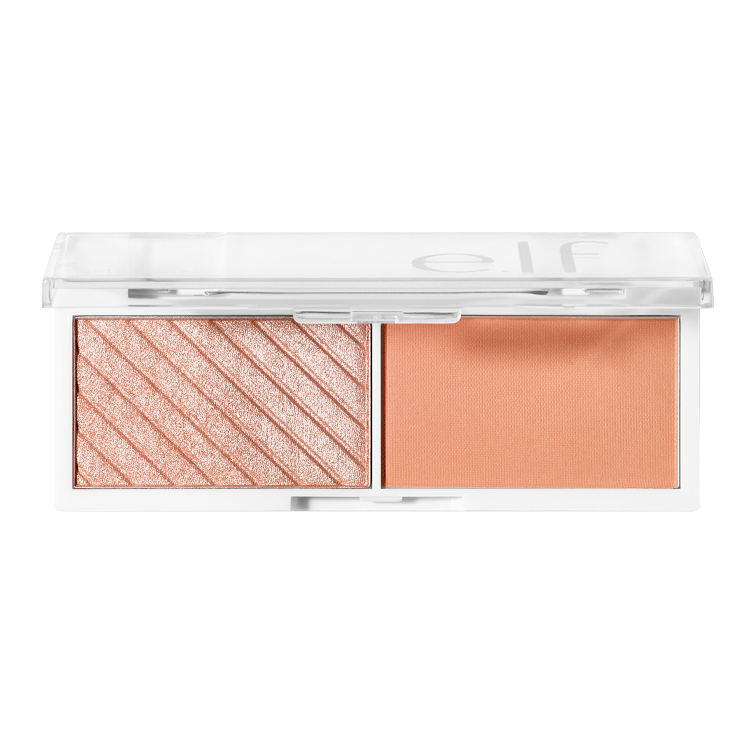 e.l.f. Bite-Size Face Duo, Highlighter, Bronzer & Blush Palette, Blendable & Buildable Colour, White Peach, 0.049 Oz (1.4g)