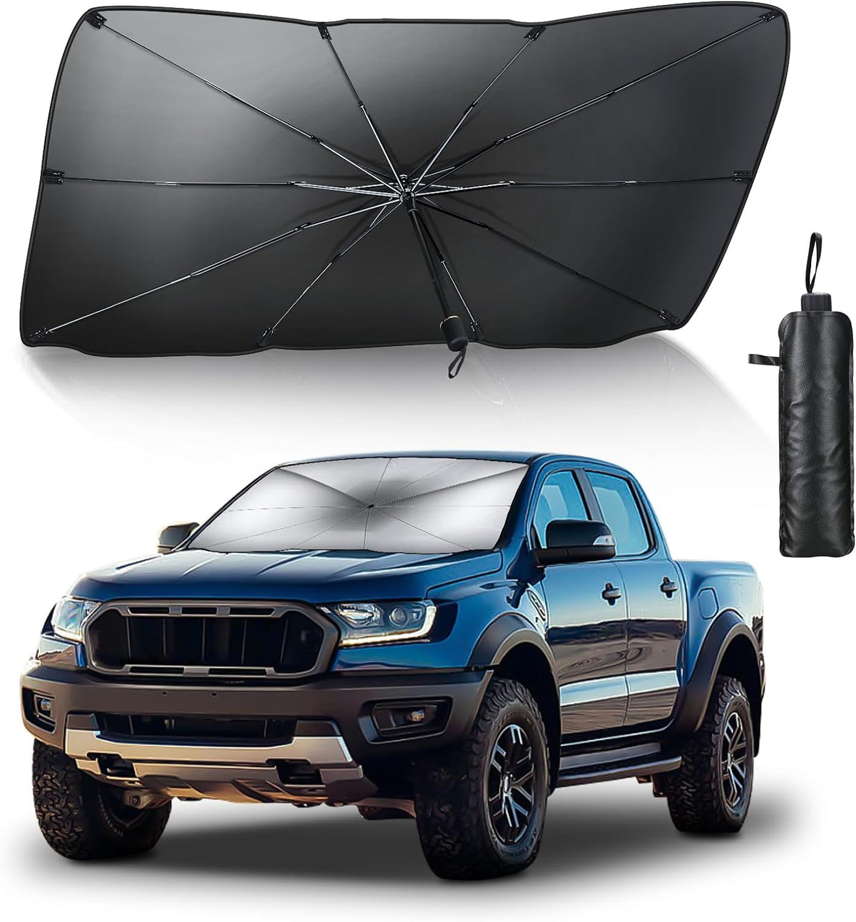 UNICASA [2024 Upgrade] ™ Foldable Car Windshield Sunshade Umbrella, Superior Insulation & Cooling, Front Window Visor Cover, Advanced Automotive Windshield – High-Strength with UV Protection