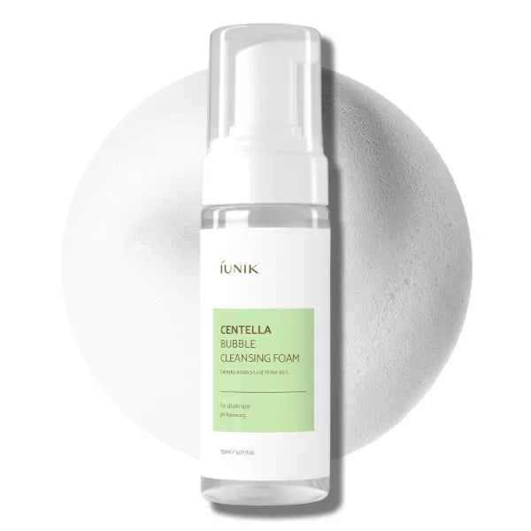 IUNIK Centella Bubble Foaming Vegan Facial Cleanser - 69% Centella Asiatica Extract, Soothing, Moisturizing, Exfoliating, Removes Pore Black and Whiteheads, 5.07 Fl Oz