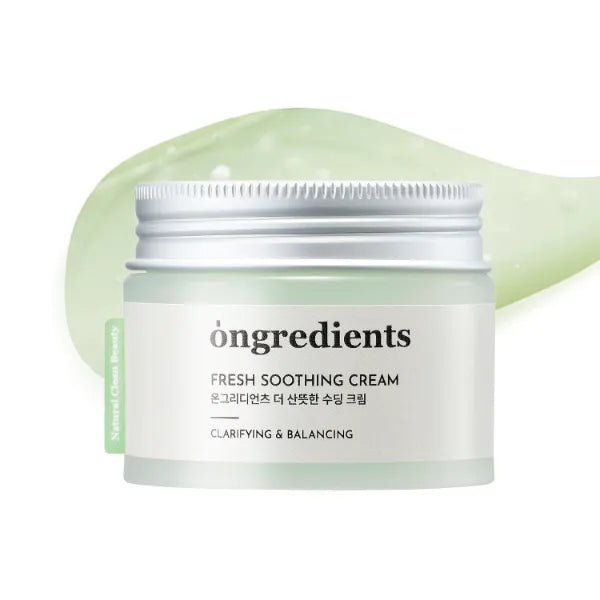 ONGREDIENTS Fresh Soothing Cream | Daily Moisturizing Cream | Niacinamide, Heartleaf, Panthenol, Hyaluronic Acid, Hydrating Face Moisturizer for Dry Skin | Vegan, Korean Skin Care 50ml / 1.69 fl Oz