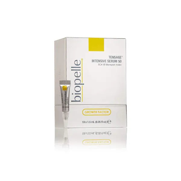 Biopelle Tensage Growth Factor Intensive Face Serum 50, Snail Mucin Serum for Face & Neck with SCA 50 Biorepair Index, Hyaluronic Acid, Peptides, and Antioxidants, 10 Count