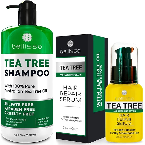 BELLISSO Tea Tree Oil Shampoo and Tea Tree Oil Hair Serum