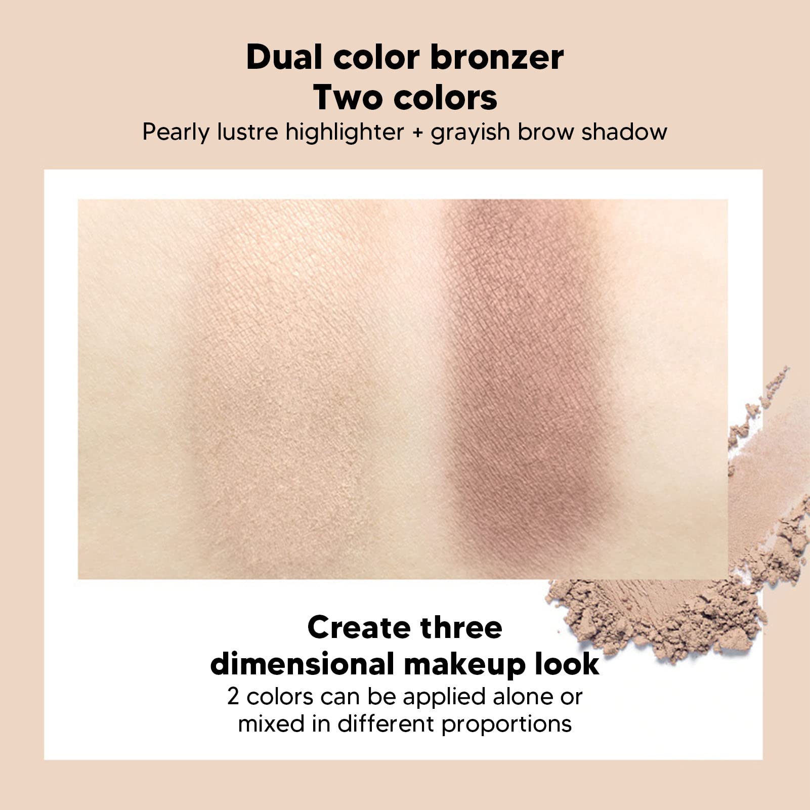 Highlighter,Face Bronzing Powder Delicate and Lasting Makeup Professional Portable Women Dual Color Makeup Bronzer Powder Cosmetics 0.4oz