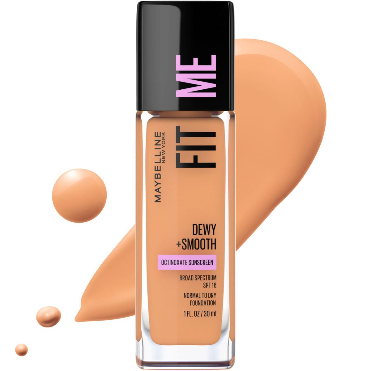 Maybelline New York Fit Me Dewy + Smooth Foundation Makeup, Warm Honey, 1 Fl. Oz (Pack of 1)