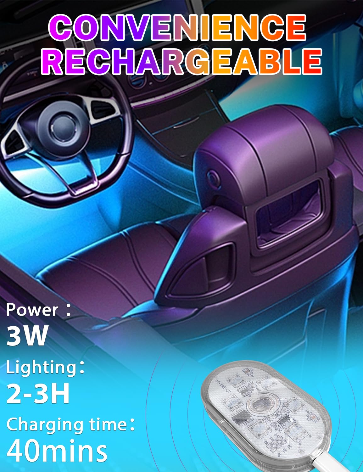 Car Ambient Lights 7 Color USB LED Car Interior Lights - Mini