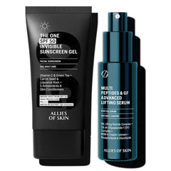 Allies of Skin Daily Face Sunscreen SPF 50 & Growth Factor Peptides Lifting Serum | Anti-Aging Skincare Duo to Treat Sagging Skin and Protect From UVA/UVB | Firm, Lift and Tighten Face (1.7oz, 1oz)