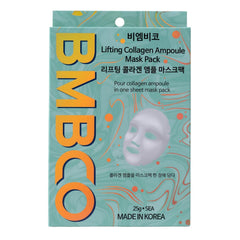 BMBCO Collagen Booster Ampoule Sheet Mask, Skin Lifting Wolume Up, Deep Hydating with Hyauronic Acid, Glacier Water, Redness Remover, 5 Sheets in 1 Pack