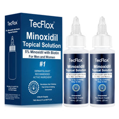 5% Minoxidil for Men & Women Hair with Biotin, Minoxidil for Men Beard,Tecflox Minoxidil Beard Growth Oil, Minoxidil Hair Growth Serum, 2-Pack, Total 4fl oz for 4 Months, Hair Growth Oil Unisex