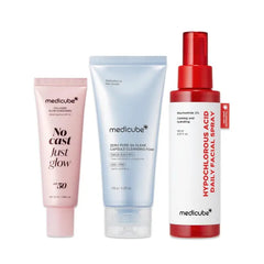 medicube After Sun Care Trio Set, Zero Pore Capsule Cleansing Foam, Collagen Glow Sunscreen, Hypochlorous Acid Power Soothing Spray | Deep Cleanse, Shield & Soothe | Face wash, Sunscreen, Facial Spray