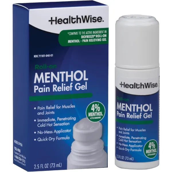 HealthWise 4% Menthol Roll-On Gel, 2.5 oz