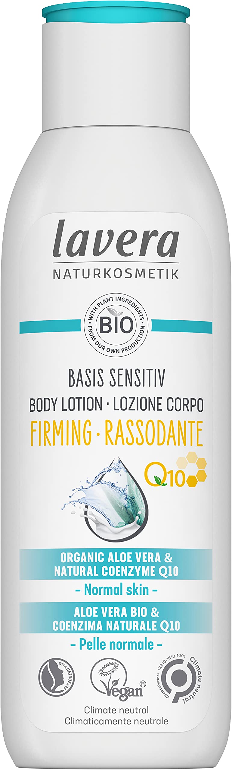 Lavera basis sensitiv Body Lotion Firming - Natural Cosmetics vegan Organic Aloe Vera & Coenzyme Q10 certified 250ml, white