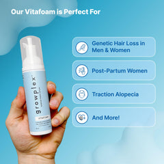 Growplex Vitafoam 5% Minoxidil Foam for Men & Women, DHT Blocking Minoxidil for Men Foam, Non-Greasy, Fast-Drying Formula for Hair Regrowth