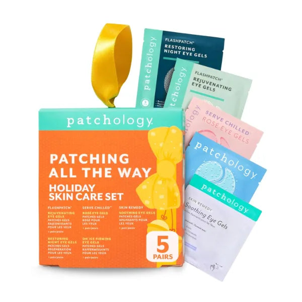 Patchology Patching All The Way Gift Set – Hydrating Under Eye Masks with Collagen, Retinol, Hyaluronic Acid – Christmas Gift & Beauty Stocking Stuffer for Puffy Eyes 5-Pair Sampler (Limited Edition)