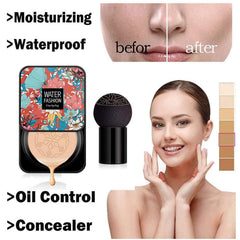 POKLO Mushroom Head Air Cushion CC Cream, Concealer Foundation Stick Moisturizing,Concealer Lasting Brightening Liquid Foundation for All Skin (B# Lvory white)