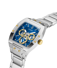 GUESS Men's Trend Casual Tonneau Diamond 43mm Watch – Black Dial Stainless Steel Case & Bracelet