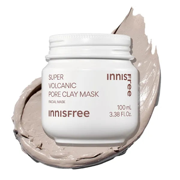 Innisfree Super Volcanic Clay Mask, Premium Korean Skincare with AHA and Natural Clusters for Deep Pore Detox, Gentle Exfoliation, Oil Control, 3.38 Fl Oz