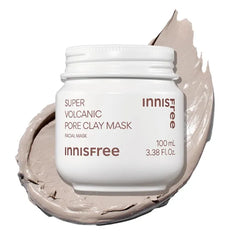 Innisfree Super Volcanic Clay Mask, Premium Korean Skincare with AHA and Natural Clusters for Deep Pore Detox, Gentle Exfoliation, Oil Control, 3.38 Fl Oz