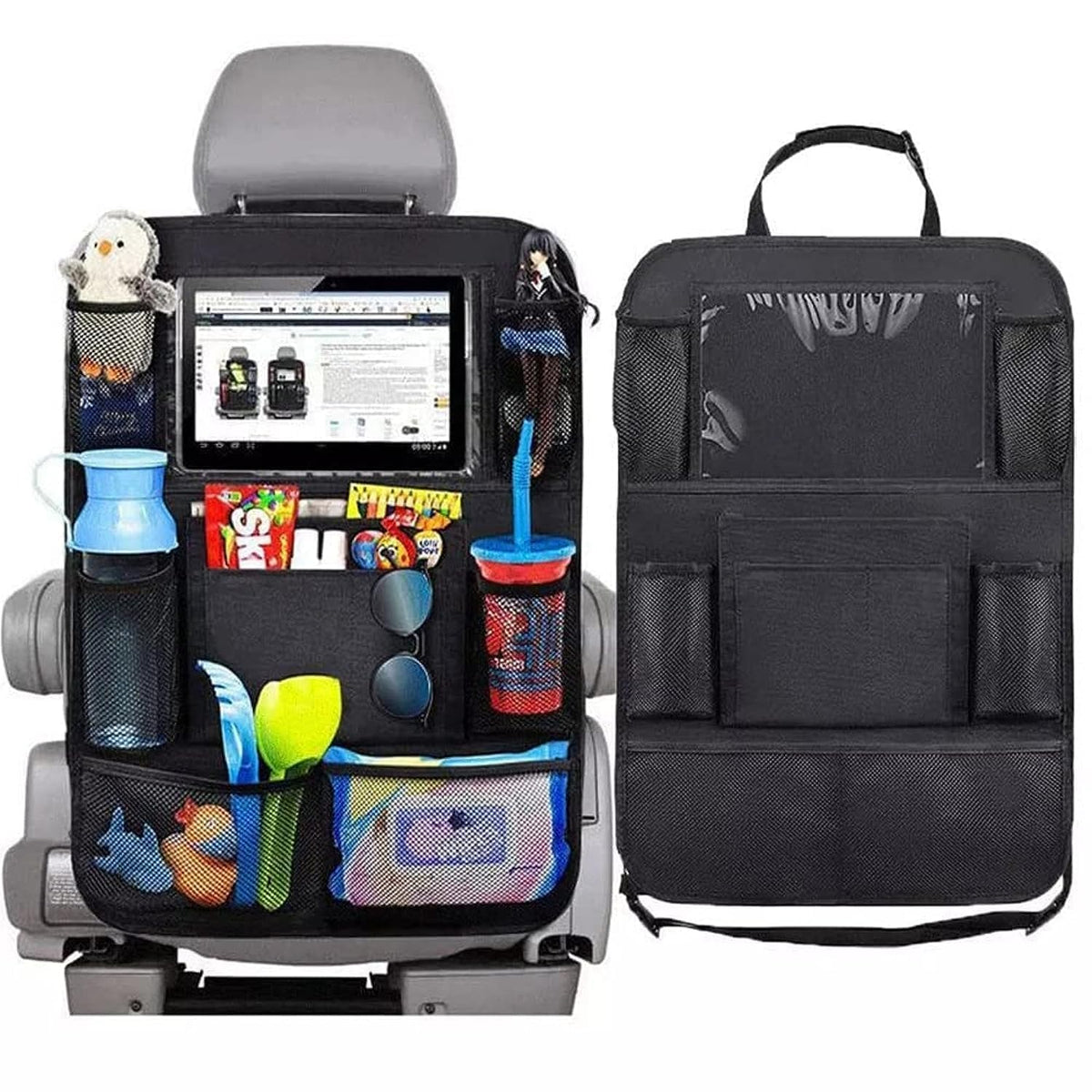 TABORA Car Backseat Organizer for Kick Mat, Kick Mats Back Seat Protector with Touch Screen Tablet Holder, Car Back Seat Organizer for Kids, Kick Mat with 9 Storage Pockets 2 Pack