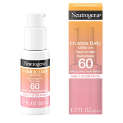 Neutrogena Invisible Daily Defense Face Serum with Broad Spectrum SPF 60+ to Help Even Skin Tone, Oil-Free, Non-Greasy, Antioxidant Complex for Environmental Aggressors, White, 1.7 fl. Oz