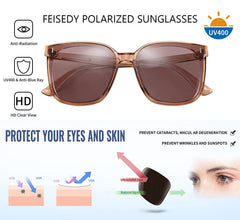 FEISEDY Women Oversized Vintage Polarized Sunglasses Square Cute Trendy Classic Simple Men B2758