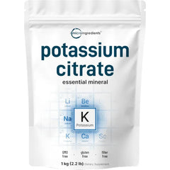 US Origin Potassium Citrate Powder, 1 KG (35 Ounce) | Essential Hydration Electrolyte Supplement | Vegan Friendly