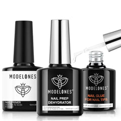 Modelones 10-in-One Gel Nail Glue with Nail Dehydrator and Primer for Acrylic Nails Tips/Bloom Gel/Adhesive Bond, Long Lasting Acrylic Nail Supplies