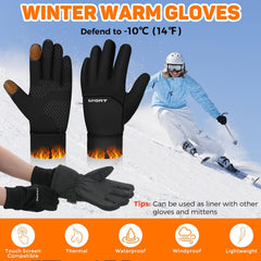 Winter Gloves, for Women Men Cold Weather, 14°F Winter Cycling Gloves for Men Women, with Touchscreen Fingers, Waterproof Thermal Gloves, for Running, Cycling, Climbing, Hiking, Biking, Driving,(M) - Black