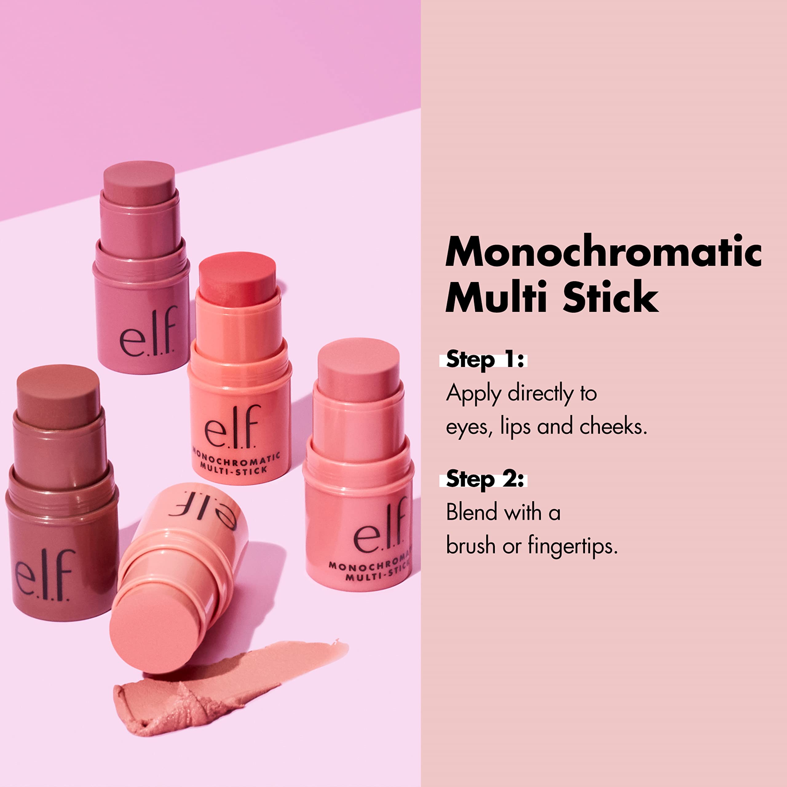 e.l.f. Monochromatic Multi Stick Eyes Lips Cheeks, Dazzling Peony,0.155 Ounce 81346, 4.4 g (Pack of 1)