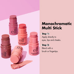 e.l.f. Monochromatic Multi Stick Eyes Lips Cheeks, Dazzling Peony,0.155 Ounce 81346, 4.4 g (Pack of 1)