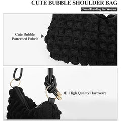 TERRIFI Women's Fashion Handbag - Black Plaid Shoulder Bag for Work, School, Shopping and Travel - Black