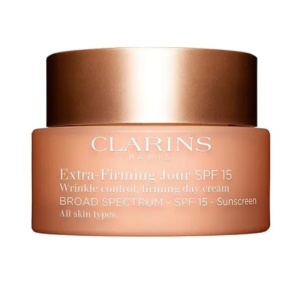 Clarins Extra-Firming Day Cream SPF 15 Anti Aging Moisturizer UVA/UVB Protection Visibly Regenerated, Firmer Skin Boosts Radiance