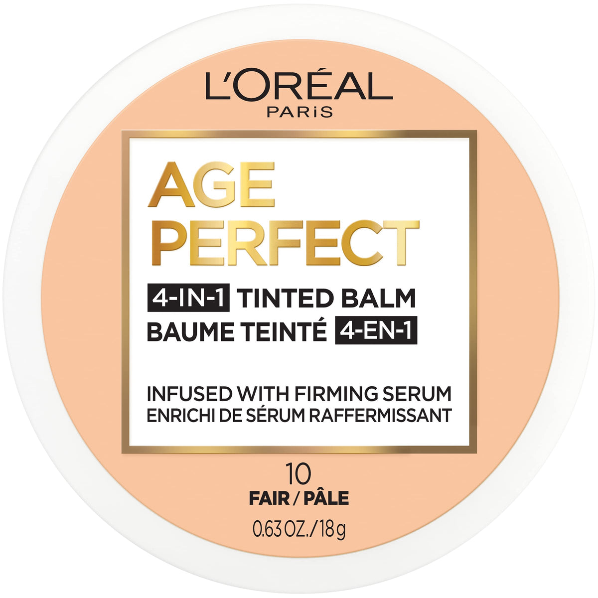 L’Oréal Paris Age Perfect 4-in-1 Tinted Face Balm Foundation with Firming Serum, Fair 10, 0.61 Ounce