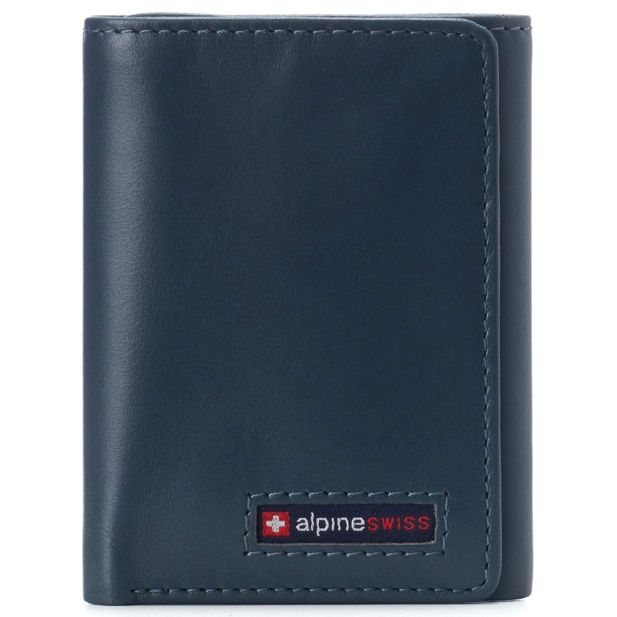 Alpine Swiss Men's Leon Trifold Wallet RFID Safe York Collection - Glossy Nappa Teal
