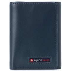 Alpine Swiss Men's Leon Trifold Wallet RFID Safe York Collection - Glossy Nappa Teal