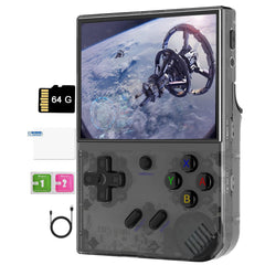 RG35XX Plus Handheld Game Console 64G TF Card with 5000+ Games Classic Emulator, 3.5 Inch IPS Screen Linux OS Retro Video Handheld Games Consoles Preinstalled Video Games with Portable Case (Black)