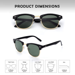 GQUEEN Classic Horn Rimmed Semi Rimless Polarized Sunglasses for Men Women GQO6