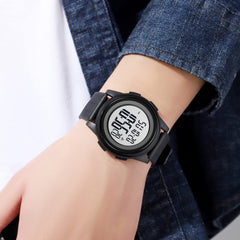 SKMEI Men Digital Sports Watch Ultra-Thin Large Face Waterproof Wrist Watches for Men with Stopwatch Countdown Timer Alarm Function Dual Time LED Back Light