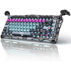 GravaStar Mercury V75 Pro HE Keyboard – 75% Layout Gaming Keyboard, Hall‑Effect Magnetic Switches, Only Wired, Hot‑Swappable, 8000 Hz Polling, Dual‑Zone RGB, Semi‑Aluminum Frame with Cyberpunk