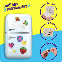 Creoos Magnetic Mini Tiles Arts & Crafts for Kids Make Your Own Fridge Magnets 12 Wood Tiles Painting Kits Toys for Girls Boys Stickers Gems Craft Summer Activities Art Set DIY Supplies Birthday Gifts