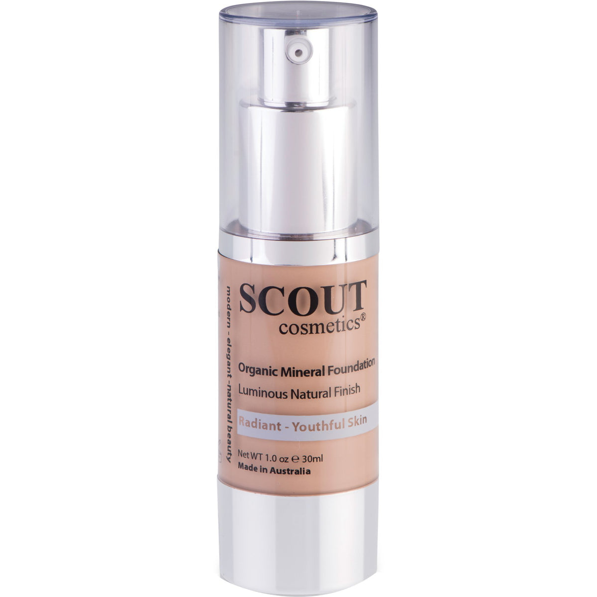 SCOUT Cosmetics Organic Healthy Glow Fluid Foundation with Rose & Grapefruit Camel