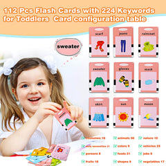 Talking Flash Cards Learning Toys for Toddlers 1-6 Year Old,British English, 224 Words, Audible Educational Toys, Preschool Learning Resource Electronic Interactive Toy Birthday Gifts for Kids-Pink