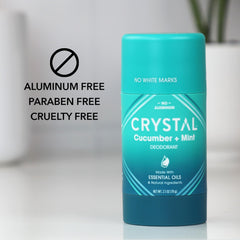 Crystal Essence (Cucumber + Mint, Pack of 1) - Magnesium Solid Stick Deodorants Magnesium Deodorant, Safely and Effectively Fights Odour, Aluminium Free Deodorant for Men and Women, Green, Cucumber...