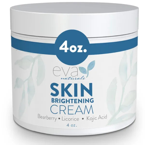 Eva Naturals Skin Brightening Cream – Kojic Acid Face Cream – Daily Moisturizer with Licorice, Bearberry, Vitamin C, CoQ10 & Alpha Lipoic Acid for Uneven Tone, Dull-Looking Skin & Fine Lines - 4 oz