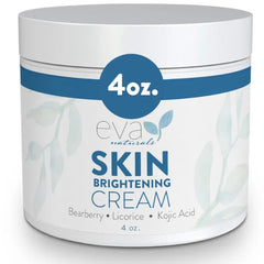 Eva Naturals Skin Brightening Cream – Kojic Acid Face Cream – Daily Moisturizer with Licorice, Bearberry, Vitamin C, CoQ10 & Alpha Lipoic Acid for Uneven Tone, Dull-Looking Skin & Fine Lines - 4 oz
