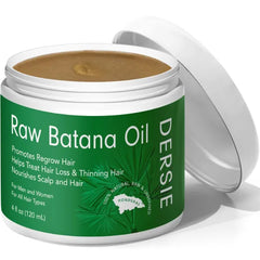 Dersie Raw Batana Oil for Hair Growth: Unrefined Solid Batana Oil Sourced from Honduras - 100% Pure & Organic - Promotes Thicker & Stronger Hair for Women & Men (4 FL OZ)