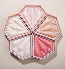 Diamond Highlight Powder Palette, Highlighting,Trimming & Blush 3 Uses Shimmer Powder, Glitter Bronzer Highlighter Powder Palette Highlighting Shimmering Powder (#03 Light Pink)
