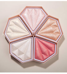 Diamond Highlight Powder Palette, Highlighting,Trimming & Blush 3 Uses Shimmer Powder, Glitter Bronzer Highlighter Powder Palette Highlighting Shimmering Powder (#03 Light Pink)
