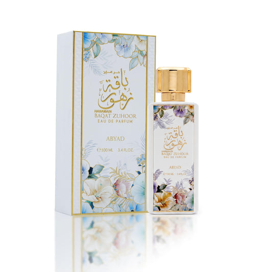 Al Haramain Baqat Zuhoor Abyad Eau de Parfum 100ml – Long Lasting Arabic Fragrances Luxury White Floral Unisex Perfume with Citrus, Rose, Lily, White Musk & Soft Amber