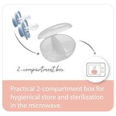 Nip Butterfly Orthodontic Soother with Sterilizer Case, 0-6M,2pcs,Baby Girl & Boy,Ultra-Light Silicone Pacifier,BPA-Free Silicone, Soft Teether for Newborns, Made in Germany, More Air flow
